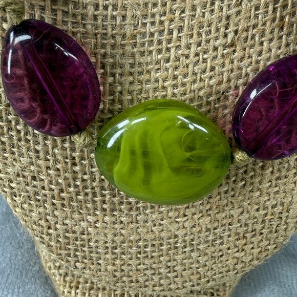 Colorful Chunky Beaded Necklace Multicolor Resin Beads & Adjustable Chain Length - Picture 9 of 16